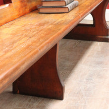 Load image into Gallery viewer, Antique Australian Cedar Church Pew with Carved Gothic Quatrefoil Ends. B13145
