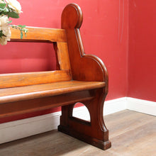 Load image into Gallery viewer, Antique Australian Cedar Church Pew with Carved Gothic Quatrefoil Ends. B13145
