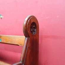 Load image into Gallery viewer, Antique Australian Cedar Church Pew with Carved Gothic Quatrefoil Ends. B13145
