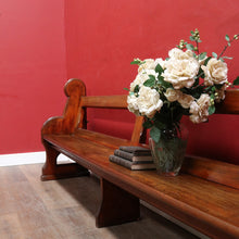 Load image into Gallery viewer, Antique Australian Cedar Church Pew with Carved Gothic Quatrefoil Ends. B13145
