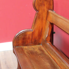 Load image into Gallery viewer, Antique Australian Cedar Church Pew with Carved Gothic Quatrefoil Ends. B13145
