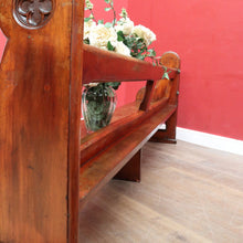 Load image into Gallery viewer, Antique Australian Cedar Church Pew with Carved Gothic Quatrefoil Ends. B13145
