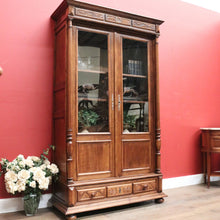 Load image into Gallery viewer, Antique French Walnut Two-Door Bookcase or China Cabinet, Glass Doors. B12277
