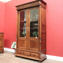 Load image into Gallery viewer, Antique French Walnut Two-Door Bookcase or China Cabinet, Glass Doors. B12277
