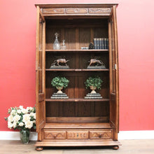 Load image into Gallery viewer, Antique French Walnut Two-Door Bookcase or China Cabinet, Glass Doors. B12277
