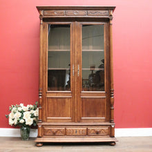 Load image into Gallery viewer, Antique French Walnut Two-Door Bookcase or China Cabinet, Glass Doors. B12277
