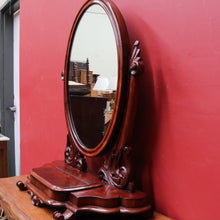 Load image into Gallery viewer, x SOLD Australian Cedar Antique Vanity Mirror with Velvet Lined Trinket Compartment. B12893
