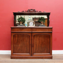 Load image into Gallery viewer, English Mahogany Antique Sideboard Servery with Mirror Back and Two Keys. B12892
