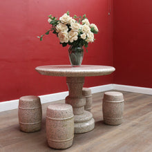 Load image into Gallery viewer, Solid Granite Outdoor Garden Table with Four Matching Stools. B13148
