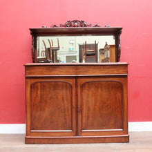 Load image into Gallery viewer, English Mahogany Antique Sideboard Servery with Mirror Back and Two Keys. B12892
