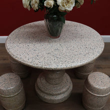 Load image into Gallery viewer, Solid Granite Outdoor Garden Table with Four Matching Stools. B13148
