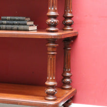 Load image into Gallery viewer, Antique Australian Cedar Three Tier Servery or Dumb Waiter on Porcelain Castors. B13153
