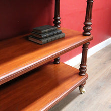 Load image into Gallery viewer, Antique Australian Cedar Three Tier Servery or Dumb Waiter on Porcelain Castors. B13153
