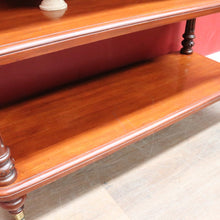 Load image into Gallery viewer, Antique Australian Cedar Three Tier Servery or Dumb Waiter on Porcelain Castors. B13153
