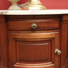 Load image into Gallery viewer, Pair of French Walnut Bedside Tables with Marble Tops – Porcelain Lined, True Left &amp; Right-Hand Design. B12290
