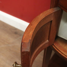 Load image into Gallery viewer, Pair of French Walnut Bedside Tables with Marble Tops – Porcelain Lined, True Left &amp; Right-Hand Design. B12290
