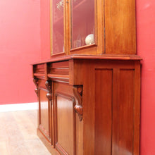 Load image into Gallery viewer, Antique Australian Cedar Two Height Bookcase with Glass Doors and Corbels. B12907
