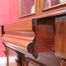Load image into Gallery viewer, Antique Australian Cedar Two Height Bookcase with Glass Doors and Corbels. B12907
