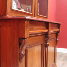 Load image into Gallery viewer, Antique Australian Cedar Two Height Bookcase with Glass Doors and Corbels. B12907
