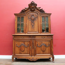 Load image into Gallery viewer, Antique French Walnut Two Height Bookcase with Carved Details and Glass Doors. B12910
