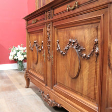Load image into Gallery viewer, Antique French Walnut Two Height Bookcase with Carved Details and Glass Doors. B12910
