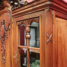 Load image into Gallery viewer, Antique French Walnut Two Height Bookcase with Carved Details and Glass Doors. B12910

