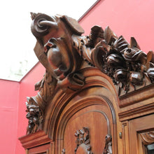 Load image into Gallery viewer, Antique French Walnut Two Height Bookcase with Carved Details and Glass Doors. B12910
