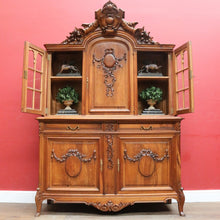 Load image into Gallery viewer, Antique French Walnut Two Height Bookcase with Carved Details and Glass Doors. B12910
