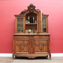 Load image into Gallery viewer, Antique French Walnut Two Height Bookcase with Carved Details and Glass Doors. B12910
