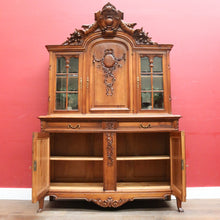 Load image into Gallery viewer, Antique French Walnut Two Height Bookcase with Carved Details and Glass Doors. B12910
