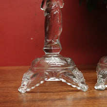 Load image into Gallery viewer, x SOLD Pair of Glass Mary &amp; Joseph Candlestick Holders – Elegant Religious Motif. B12265
