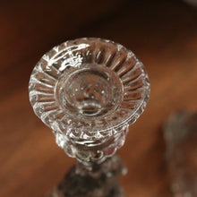 Load image into Gallery viewer, x SOLD Pair of Glass Mary &amp; Joseph Candlestick Holders – Elegant Religious Motif. B12265
