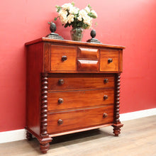 Load image into Gallery viewer, Antique Australian Cedar Chest of Drawers, Barley Twist Columns, Seven Drawers. B10359
