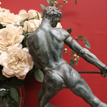 Load image into Gallery viewer, Art Deco Era Onyx &amp; Bronze Sculpture – In the Style of Jean Marie Camus – “Man Pulling a Log” B12476
