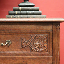 Load image into Gallery viewer, Elegant French Walnut Chest of Drawers – Carved Detail, Brass Handles, Dovetail Construction. B12327
