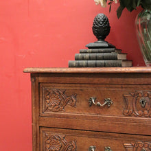 Load image into Gallery viewer, Elegant French Walnut Chest of Drawers – Carved Detail, Brass Handles, Dovetail Construction. B12327
