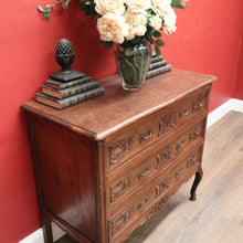 Load image into Gallery viewer, Elegant French Walnut Chest of Drawers – Carved Detail, Brass Handles, Dovetail Construction. B12327
