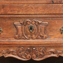 Load image into Gallery viewer, Elegant French Walnut Chest of Drawers – Carved Detail, Brass Handles, Dovetail Construction. B12327
