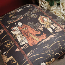 Load image into Gallery viewer, Antique English Pair of Chairs with Oriental-Inspired Silk Seats and Turned Legs. B12477
