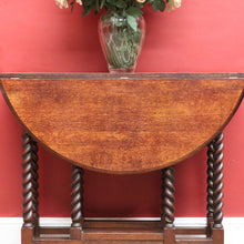 Load image into Gallery viewer, x SOLD English Oak Antique Drop Side Table with Barley Twist Hinged Support Legs. B12895

