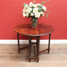 Load image into Gallery viewer, x SOLD English Oak Antique Drop Side Table with Barley Twist Hinged Support Legs. B12895
