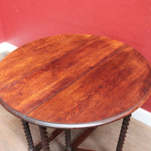 Load image into Gallery viewer, x SOLD English Oak Antique Drop Side Table with Barley Twist Hinged Support Legs. B12895

