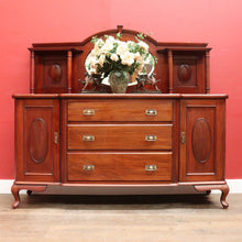 Load image into Gallery viewer, Australian Cedar Victorian Breakfront Sideboard with Oval Mirror and Cupboards. B12903
