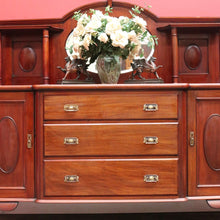 Load image into Gallery viewer, Australian Cedar Victorian Breakfront Sideboard with Oval Mirror and Cupboards. B12903
