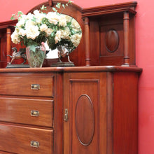 Load image into Gallery viewer, Australian Cedar Victorian Breakfront Sideboard with Oval Mirror and Cupboards. B12903

