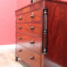 Load image into Gallery viewer, x SOLD English Mahogany Antique Chest Two Short Over Three Long with Secret Drawer. B12894
