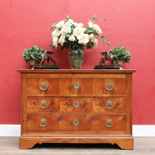 Load image into Gallery viewer, Antique French Cherrywood Three Drawer Chest of Drawers with Ornate Brass Handles. B13167
