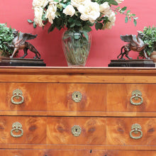 Load image into Gallery viewer, Antique French Cherrywood Three Drawer Chest of Drawers with Ornate Brass Handles. B13167

