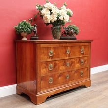 Load image into Gallery viewer, Antique French Cherrywood Three Drawer Chest of Drawers with Ornate Brass Handles. B13167
