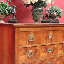 Load image into Gallery viewer, Antique French Cherrywood Three Drawer Chest of Drawers with Ornate Brass Handles. B13167
